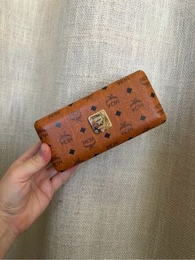MCM Cognac Brown Visetos Logo Sunglasses Case